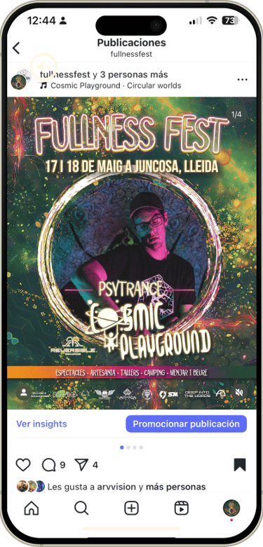 Fullness Fest post instagram disseny comunicació festival psytrance