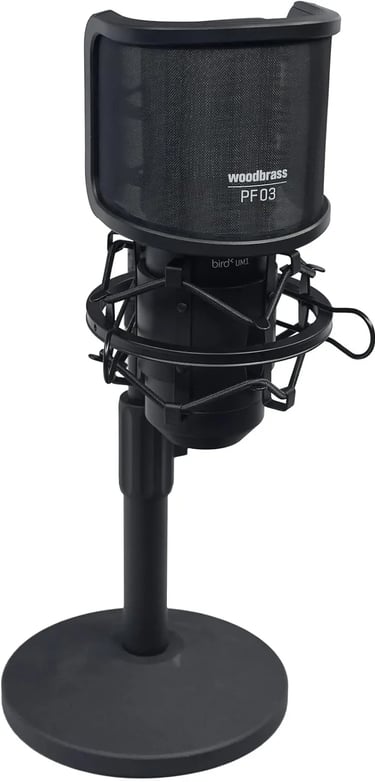 WOODBRASS Bird UM1 Pack Podcast Negro - Micrófono USB Cardioide con condensador PC y Mac
