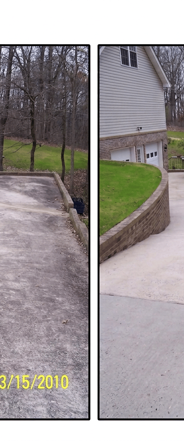 Concrete before and after pressure washing Cullman, AL