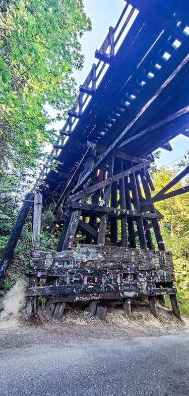 Portland, OR - Trolls tacked up all over the Troll Bridge