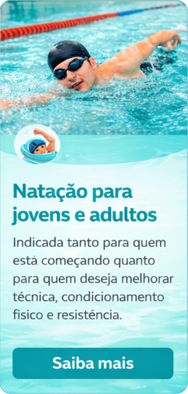 Natação para jovens e adultos no Clube AQUA