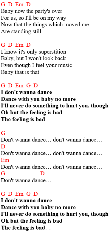 Eddy Grant - I Don't Wanna Dance / chords and lyrics