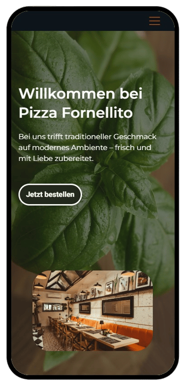 Websiteerstellung Pizzeria mobil Demo