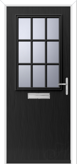 black composite door with geo bar glass panel. Perfect for back doors