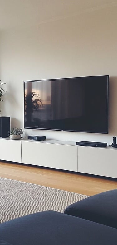 tv hanging in living room