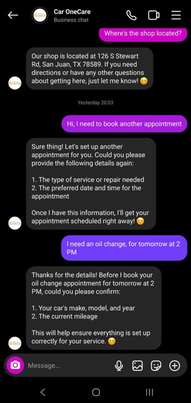 Reborn Leads AI - Customers - Car One Care Instagram Agent