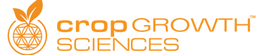 Crop Growth Sciences logo with orange text and a circular geometric leaf emblem.