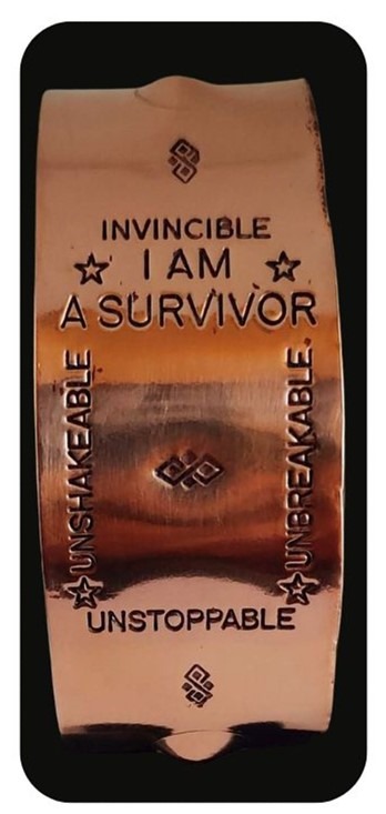 Copper "I AM A SURVIVOR" Cuff Bracelet