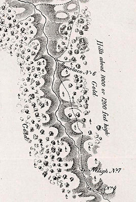 Mapa da corrida do ouro 1848 minas South Fork River  California