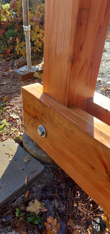 Construction d'un auvent en structure bois. Architecte Vannes