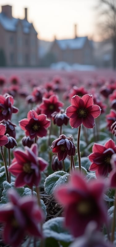 Field of Hellebore Flowers