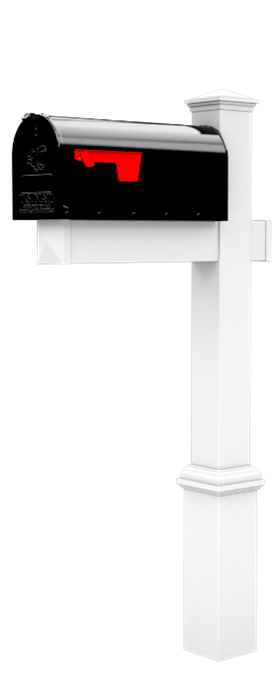 Black mailbox with vinyl post