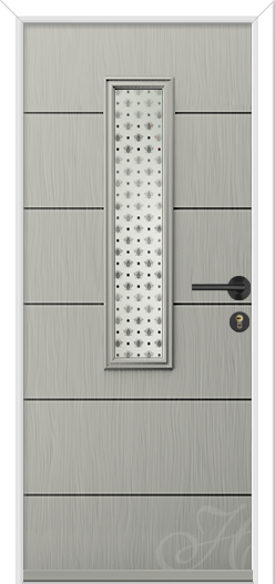 Agate Grey Mero Door with Bumble Bee Glass and Black Hardware