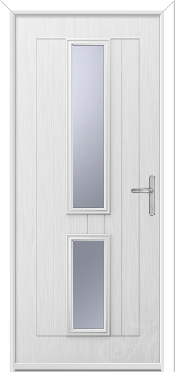 whote front door with two pieces of glass