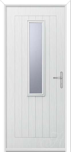 white front door with one piece of glass