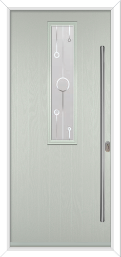 agate grey composite front door with modern glass and long handle