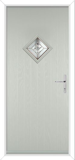 Agate grey composite door with New Orleans rose gold diamond glazing for a short door