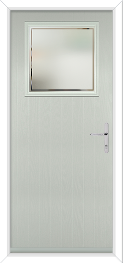 Agate Grey Short Composite Door with Square Panel Victorian Border Glass
