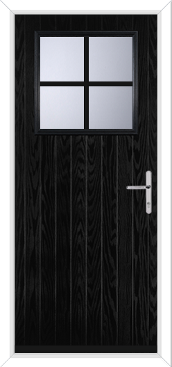 Black Door with Large Square Glazing and Georgian Bar