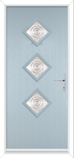 duck egg blue short door with diamonds