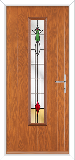 golden oak short door with Beaumont glass