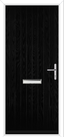 Black short cottage composite door with chrome hardware