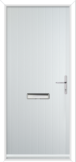 White short cottage composite door with chrome hardware