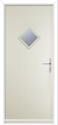 cream short composite cottage door with diamond shaped glass