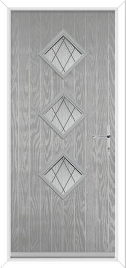 Silver grey 3 diamond door with Diamond Lead Glass