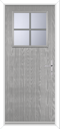 Silver Grey Door with Large Square Glazing and Georgian Bar