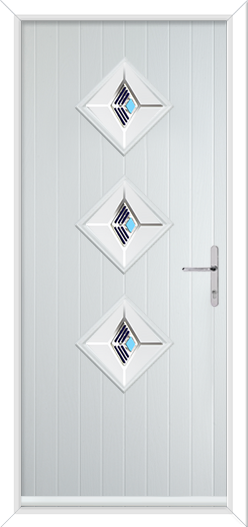 white diamond door with fusion glass