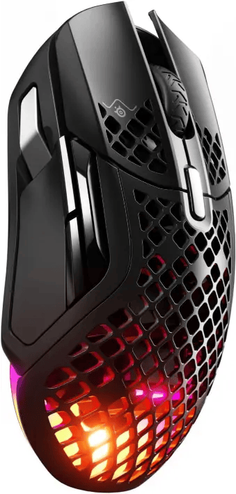 SteelSeries Aerox 5 Wireless - Ratón gaming perforado RGB - Diseño ultraligero resistente al agua 