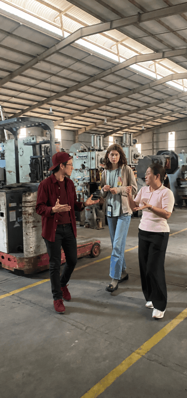 Sourcing agent inspecting stainless steel factory in Hanoi Vietnam