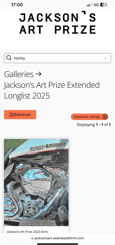 Jackson's Art Prize Extended Longlist Harley