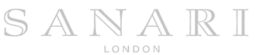 a white and silver logo with the words sanarti london