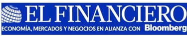 Logotipo de El Financiero Bloomberg televisión especialista invitada Mtra Jennifer Maldonado