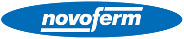 a blue and white logo for novoferm