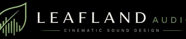 Leafland Audio Logo für cineastisches Sounddesign mit einem stilisierten grünen Blatt