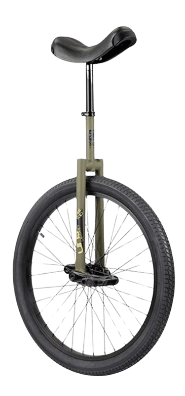 a  unicycle with a seat and a seat on it Sun Unicycle, 20In Flat Top, Green/Black