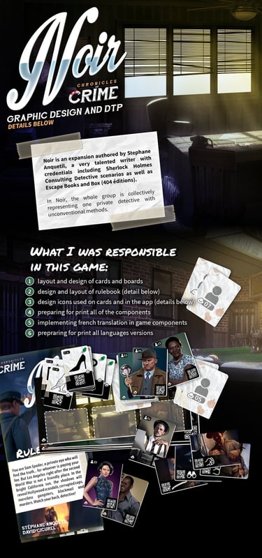 DTP and graphic design for Chronicles of Crime: Noir board game