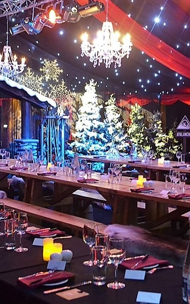 a large table set up for a party