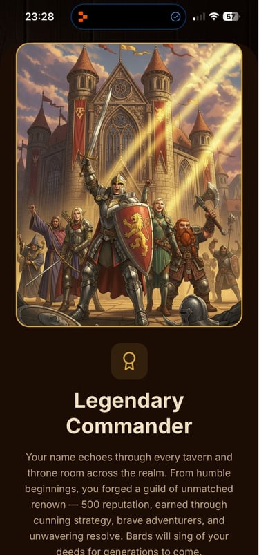 Fantasy RPG party of a knight, elf, and dwarf standing before a golden castle under sunbeams.