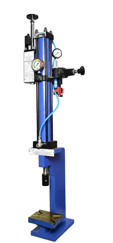 plain compact C frame press machine, hydro pneumatic press machine built by national pneumatic systems in vasai.