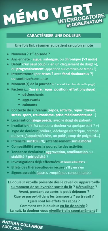 Première page du mémo vert
