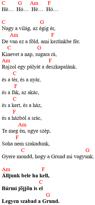 Pál Utcai Fiúk - zeneszöveg és akkordok