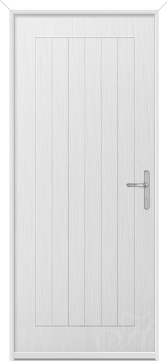white front door with no glass