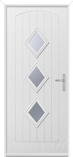 white composite door with three diamonds