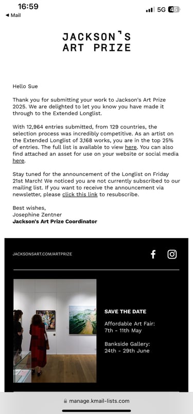 Jackson's Art Prize message