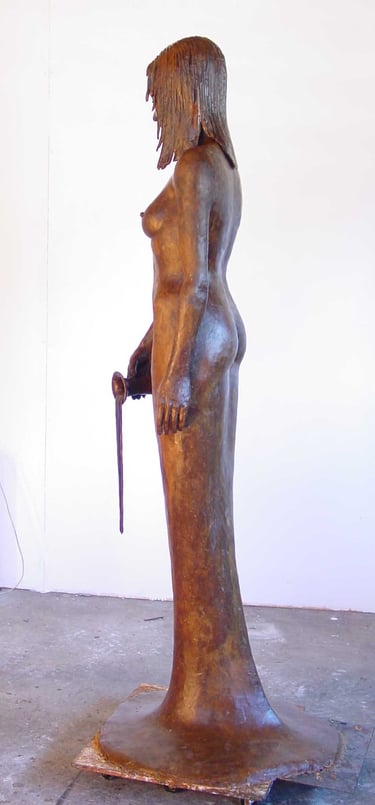 completed wax model of sculpture side view
