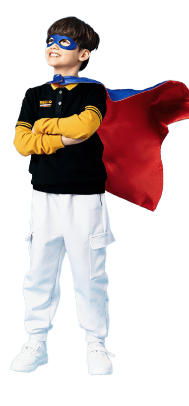 boy wearing golden sparrow school uniform